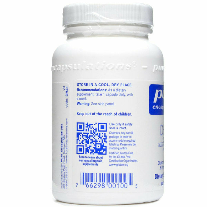 Pure Encapsulations DHEA (micronized) 25 mg 180 capsules label information panel