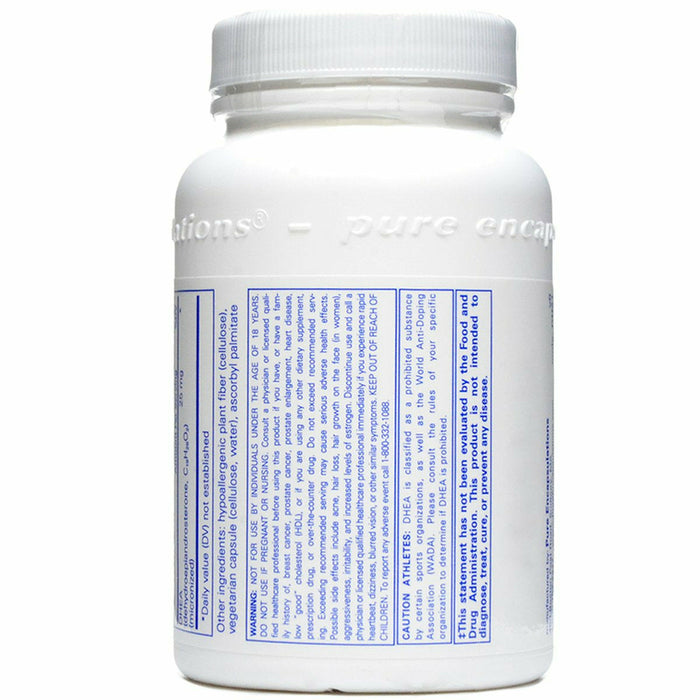 Pure Encapsulations DHEA (micronized) 25 mg 180 capsules supplement facts label 2