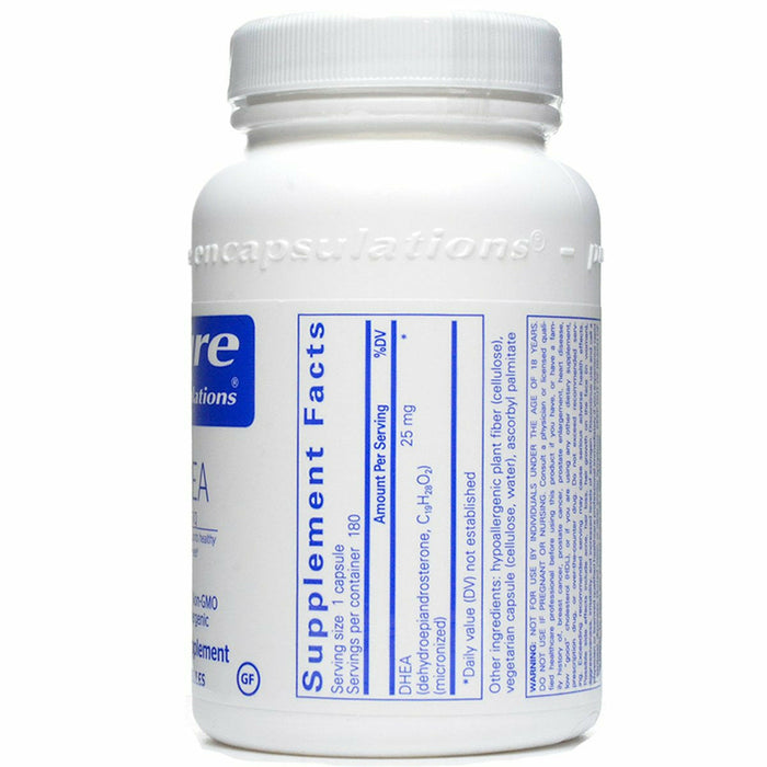 Pure Encapsulations DHEA (micronized) 25 mg 180 capsules supplement facts label