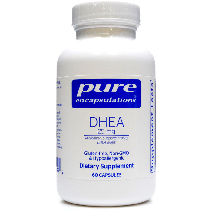 Pure Encapsulations DHEA (micronized) 25 mg, 60 capsules, front of bottle