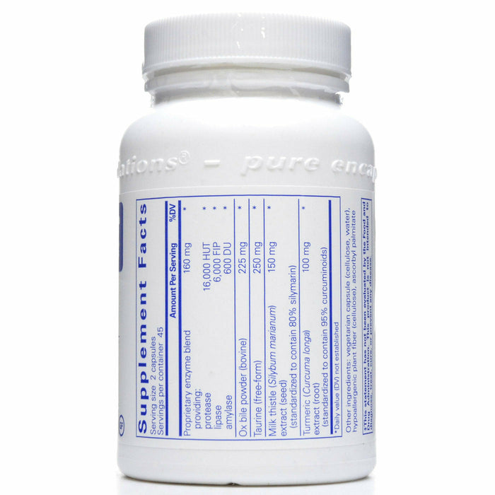 Pure Encapsulations Digestion GB 90 capsules supplement facts label