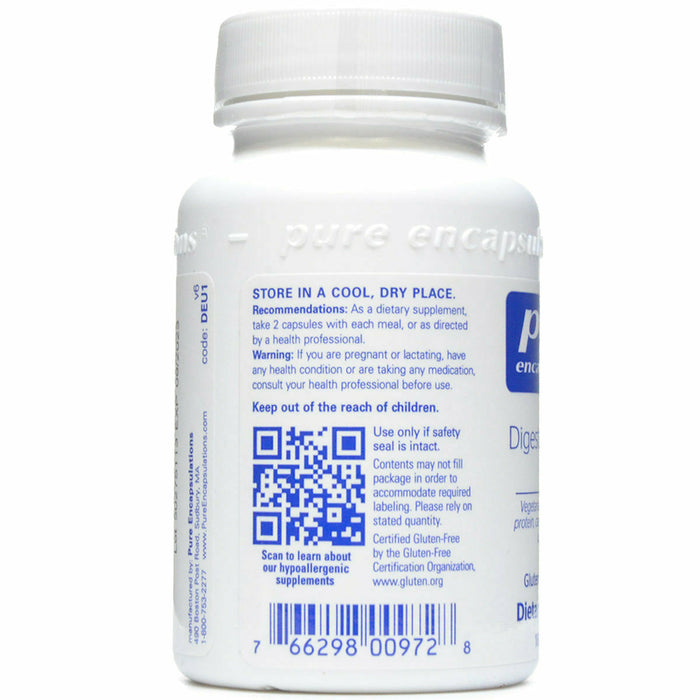 Pure Encapsulations Digestive Enzymes Ultra 180 capsules label information panel