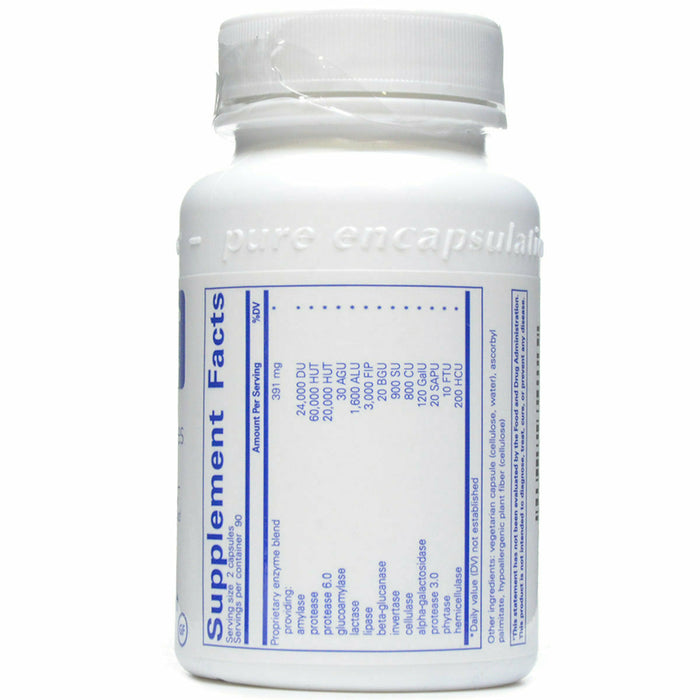 Pure Encapsulations Digestive Enzymes Ultra 180 capsules supplement facts label