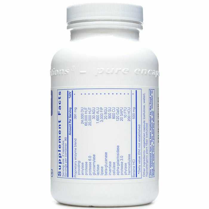 Pure Encapsulations Digestive Enzymes Ultra w/ HCl 180 capsules supplement facts label