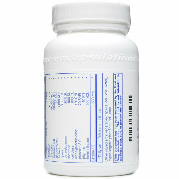 Pure Encapsulations, Digestive Enzymes Ultra w/ HCl 90 capsules Supplement Facts Label Continued