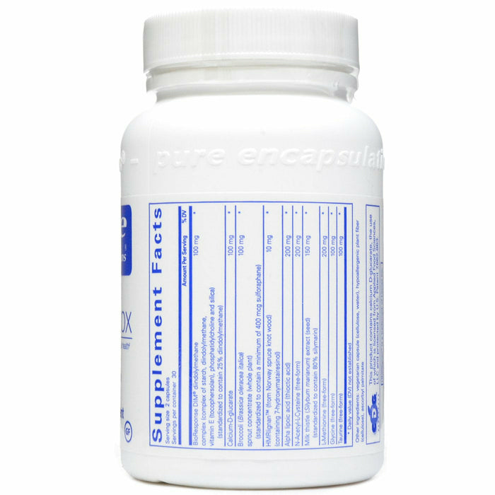 Pure Encapsulations DIM Detox 60 capsules supplement facts label