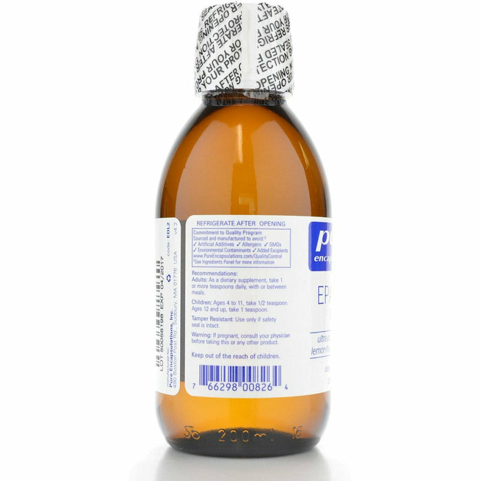 Pure Encapsulations EPA/DHA liquid 200 mL label information panel 3