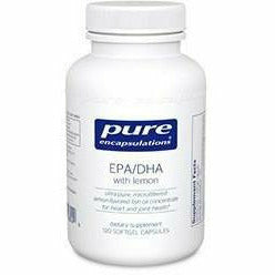 Pure Encapsulations EPA/DHA with lemon, 120 softgels, front of bottle