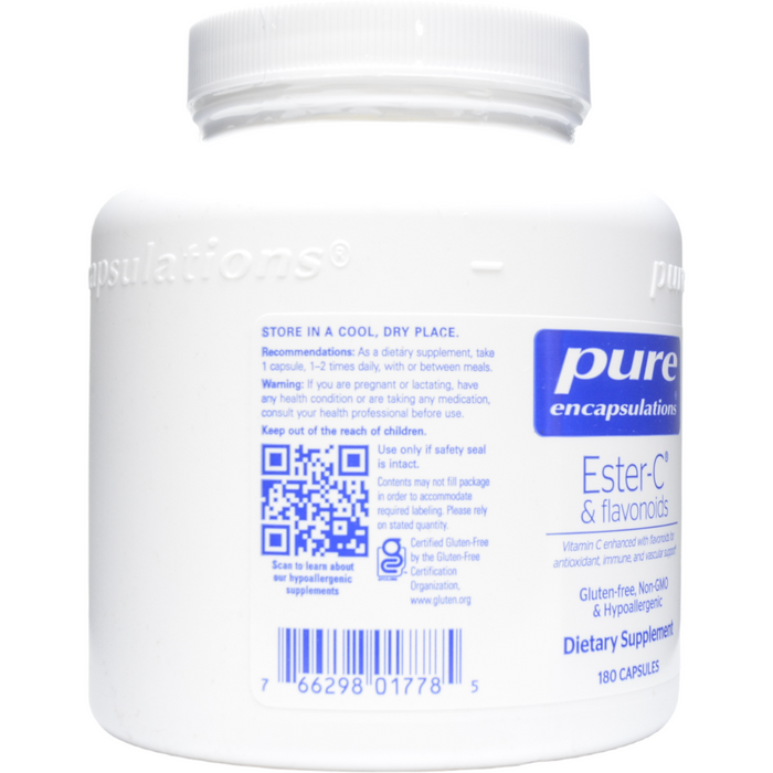 Pure Encapsulations Ester-C & Flavonoids 180 capsules suggested use label