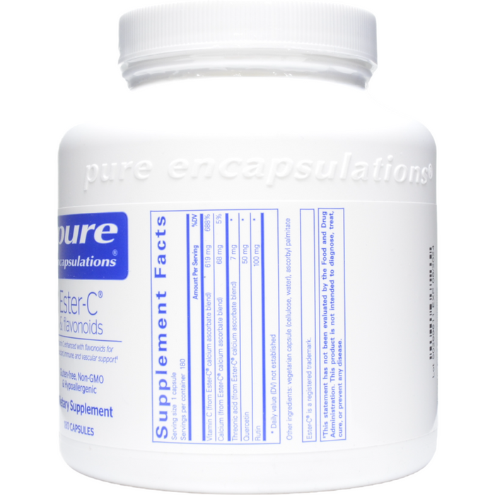 Pure Encapsulations Ester-C & Flavonoids 180 capsules supplement facts label