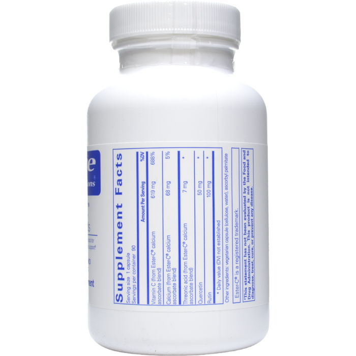 Pure Encapsulations Ester-C & Flavonoids 90 capsules supplement facts label