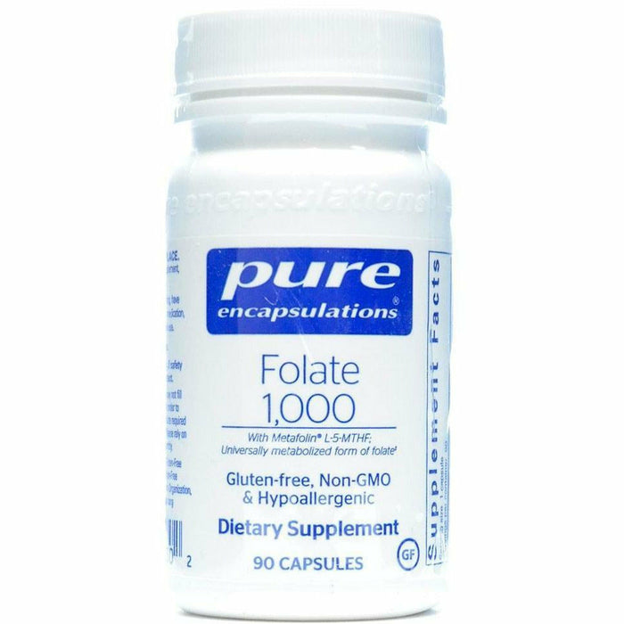 Pure Encapsulations Folate 1000, 90 capsules, front of bottle