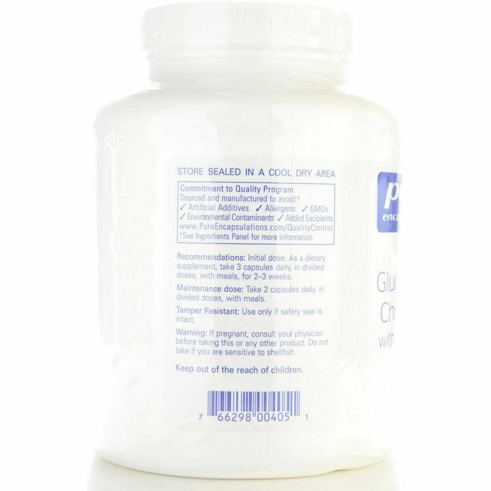 Pure Encapsulations Glucosamine Chondroitin w/Manganese 360 capsules suggested use label