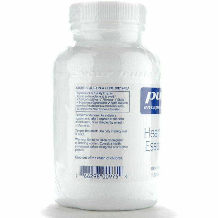 Pure Encapsulations Heartburn Essentials 90 capsules suggested use label