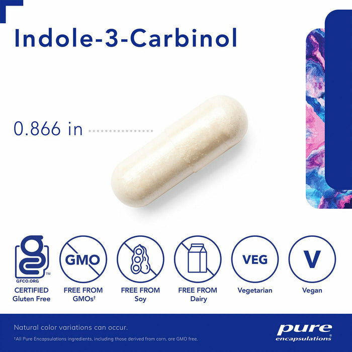 Pure Encapsulations Indole-3-Carbinol 400 mg capsule size graphic