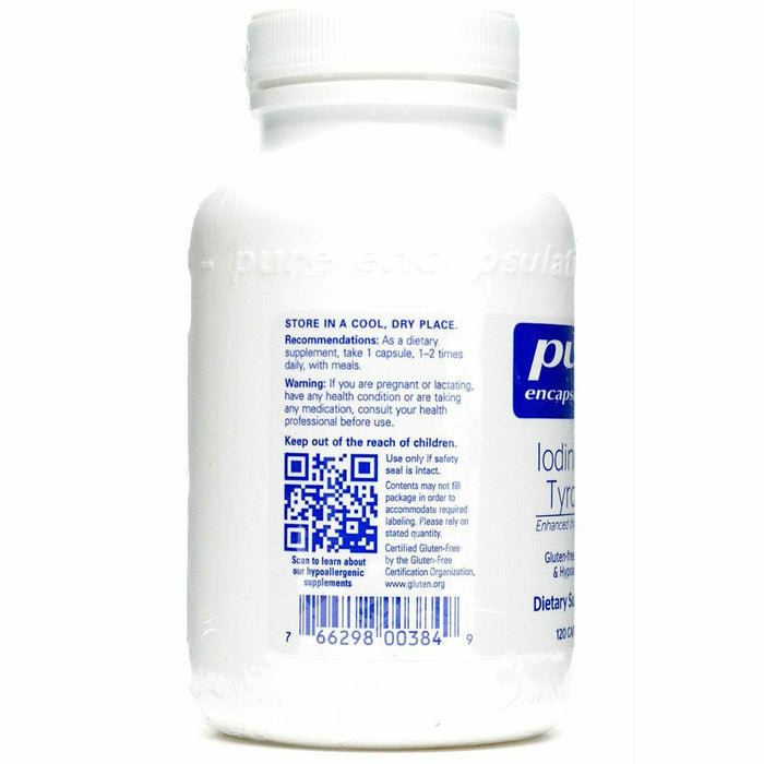 Pure Encapsulations Iodine and Tyrosine 120 capsules label information panel
