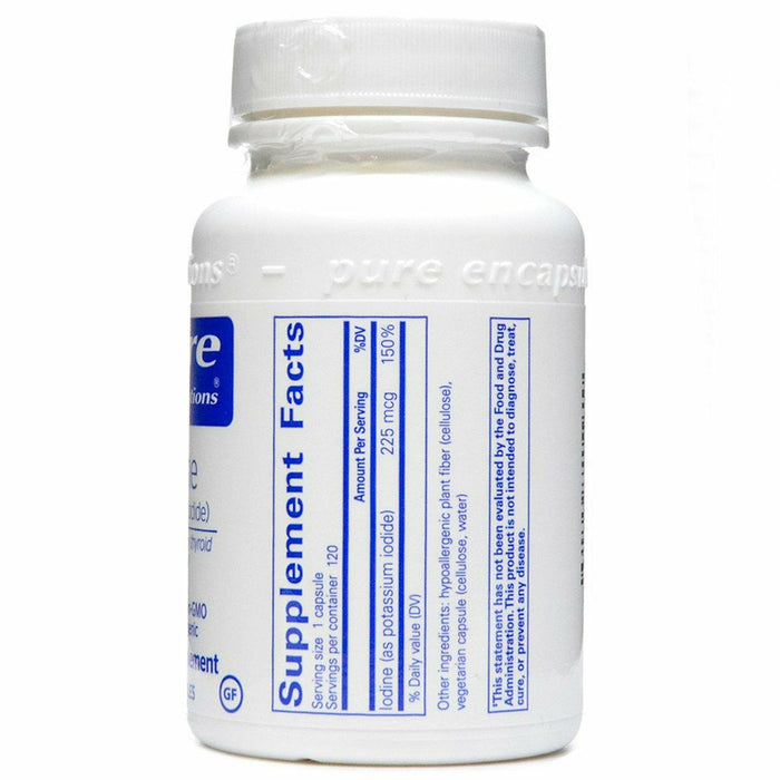Pure Encapsulations Iodine (potassium iodide) 225 mcg 120 capsules supplement facts label