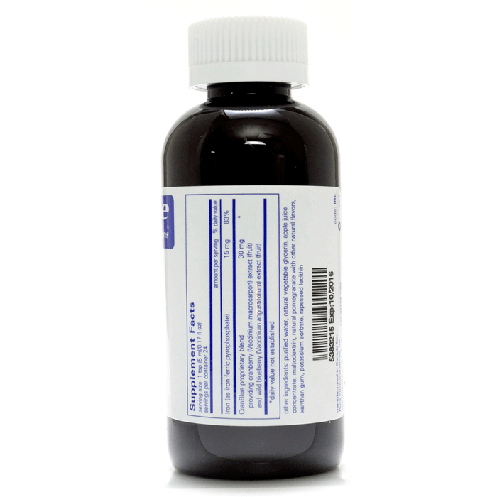Pure Encapsulations Iron Liquid 4 fl oz label information panel
