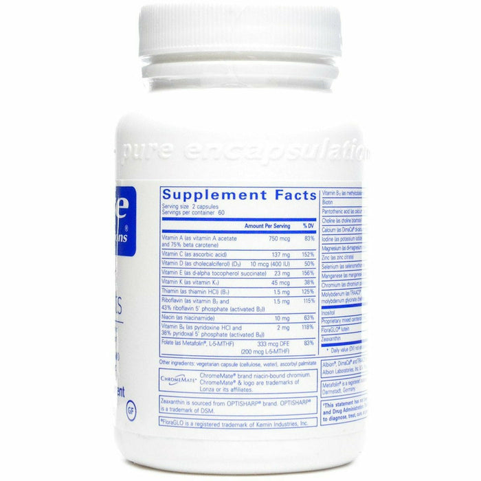 Pure Encapsulations Junior Nutrients 120 capsules supplement facts label