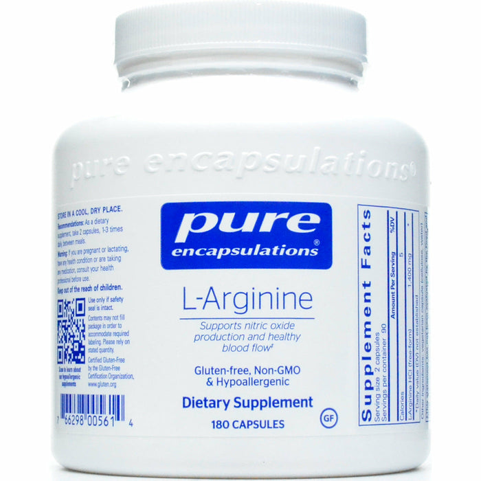 Pure Encapsulations L-Arginine 700 mg, 180 capsules, front of bottle