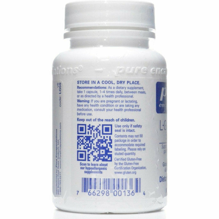 Pure Encapsulations L-Glutamine 500 mg 90 capsules label information panel