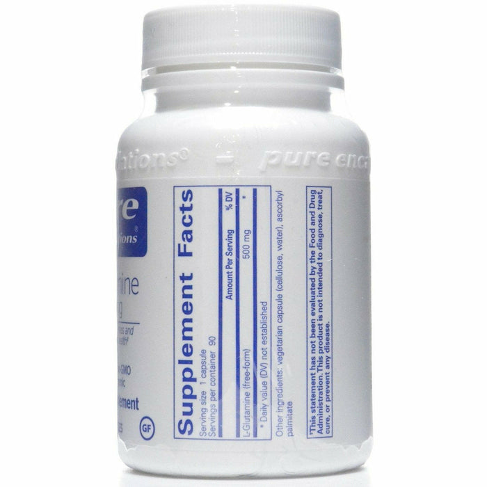 Pure Encapsulations L-Glutamine 500 mg 90 capsules supplement facts label
