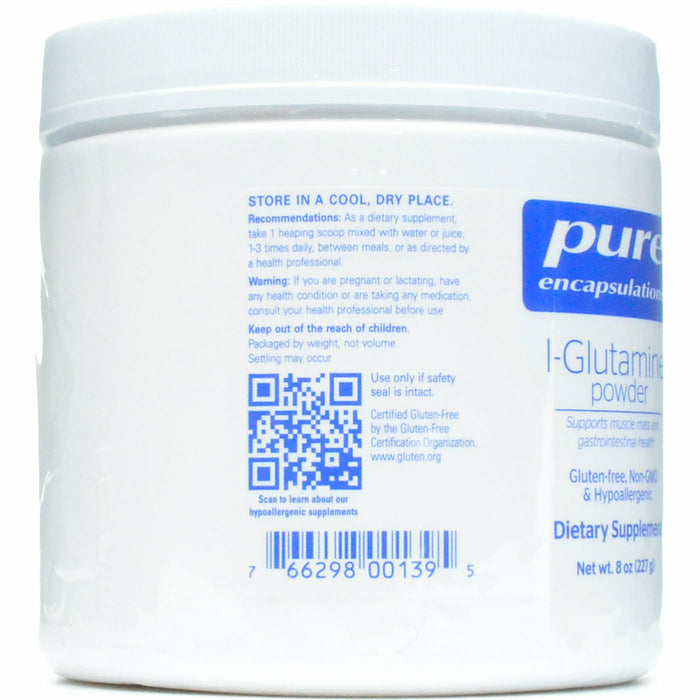 Pure Encapsulations L-Glutamine Powder 227 g suggested use label