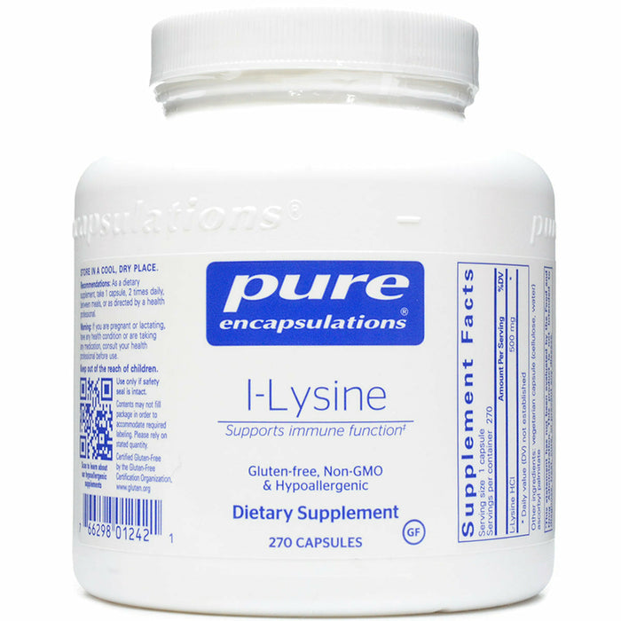 Pure Encapsulations L-Lysine 500 mg, 270 capsules, front of bottle