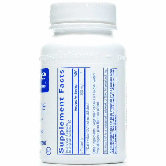 Pure Encapsulations L-Theanine 400 mg 120 capsules supplement facts label