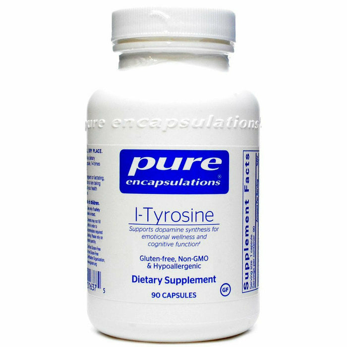 Pure Encapsulations l-Tyrosine 500 mg, 90 capsules, front of bottle
