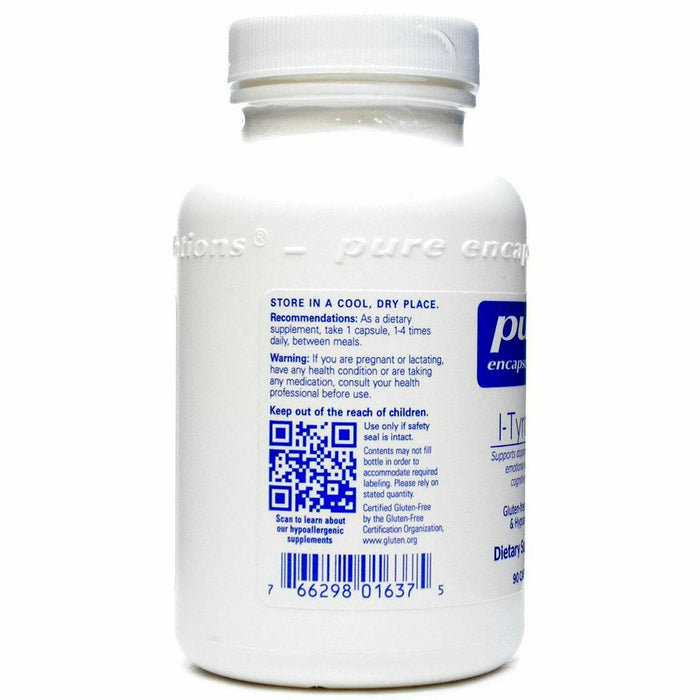 Pure Encapsulations l-Tyrosine 500 mg 90 capsules label information panel
