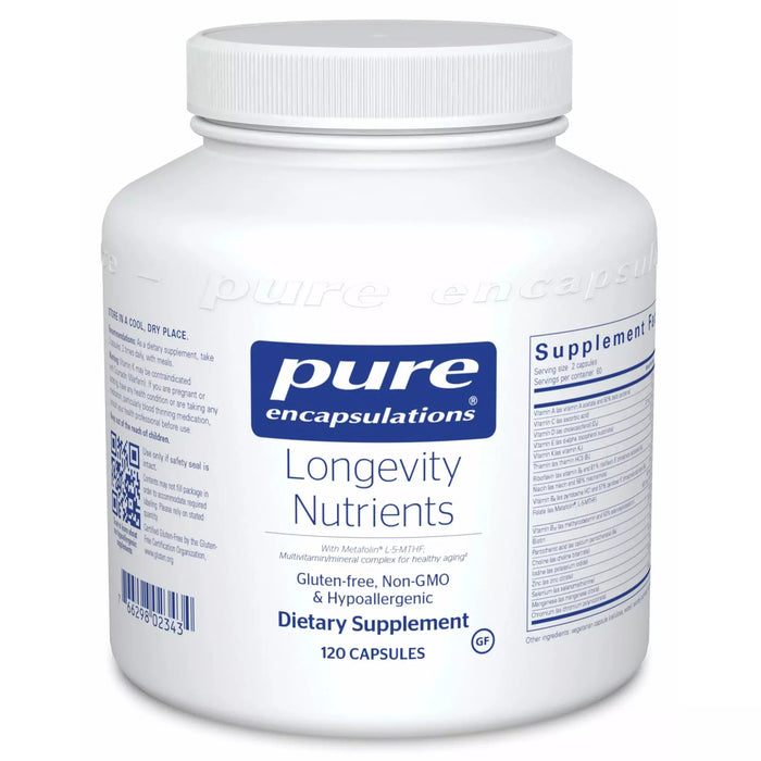 Pure Encapsulations Longevity Nutrients, 120 capsules, front of bottle