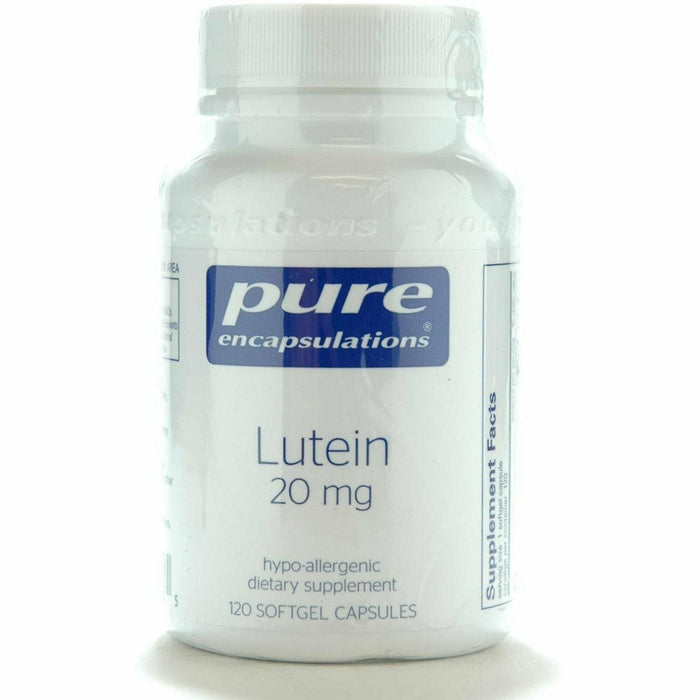 Pure Encapsulations Lutein 20 mg, 120 softgels, front of bottle