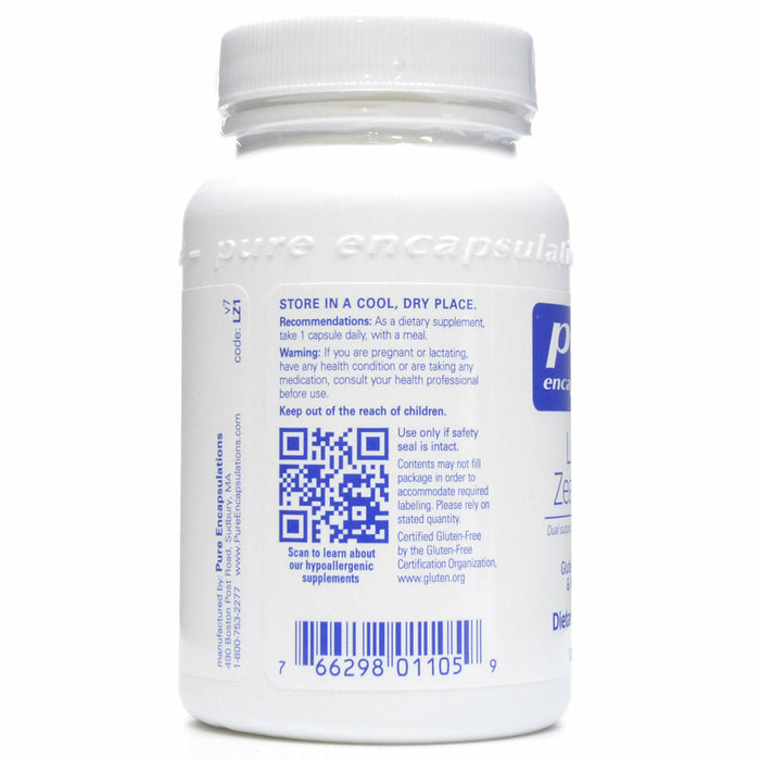 Pure Encapsulations Lutein/Zeaxanthin 120 capsules suggested use label
