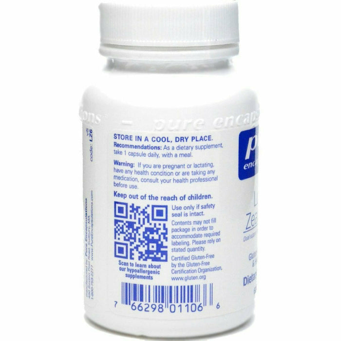 Pure Encapsulations Lutein/Zeaxanthin 60 capsules suggested use label