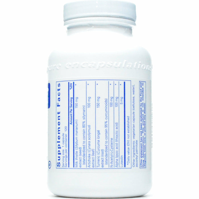 Pure Encapsulations LVR Formula 120 capsules supplement facts label