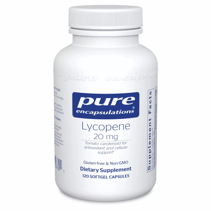 Pure Encapsulations Lycopene 20 mg, 120 softgels, front of bottle
