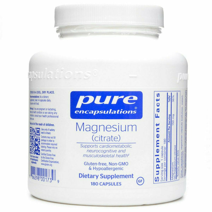 Pure Encapsulations Magnesium (citrate) 150 mg, 180 capsules, front of bottle
