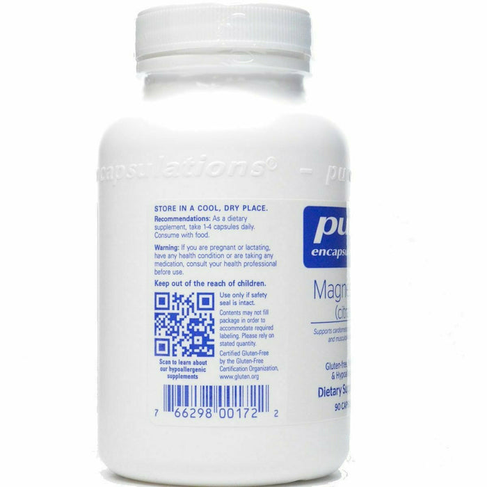Pure Encapsulations Magnesium (citrate) 150 mg 90 capsules suggested use label