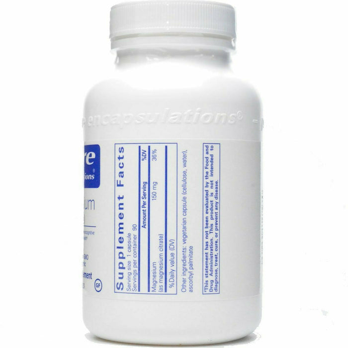Pure Encapsulations Magnesium (citrate) 150 mg 90 capsules supplement facts label
