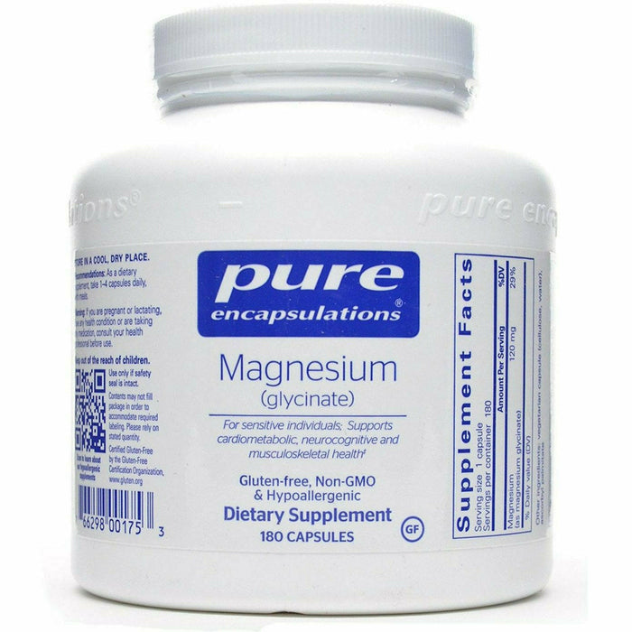 Pure Encapsulations Magnesium (glycinate) 120 mg, 180 capsules, front of bottle