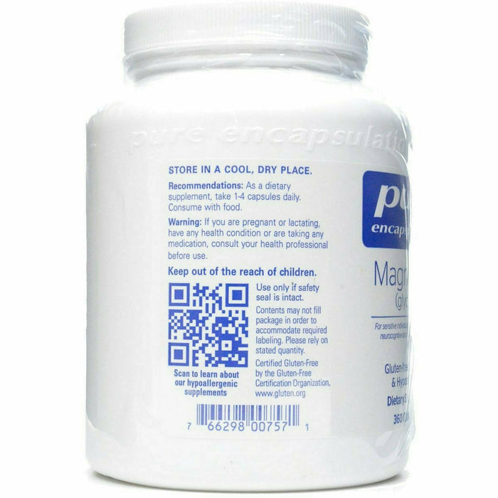 Pure Encapsulations Magnesium (glycinate) 120 mg 360 capsules suggested use label