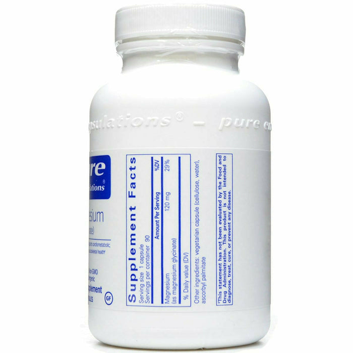Pure Encapsulations Magnesium (glycinate) 120 mg 90 capsules supplement facts label