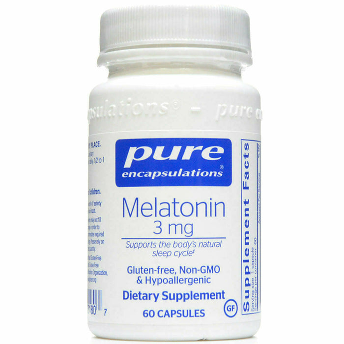 Pure Encapsulations Melatonin 3 mg, 60 capsules, front of bottle