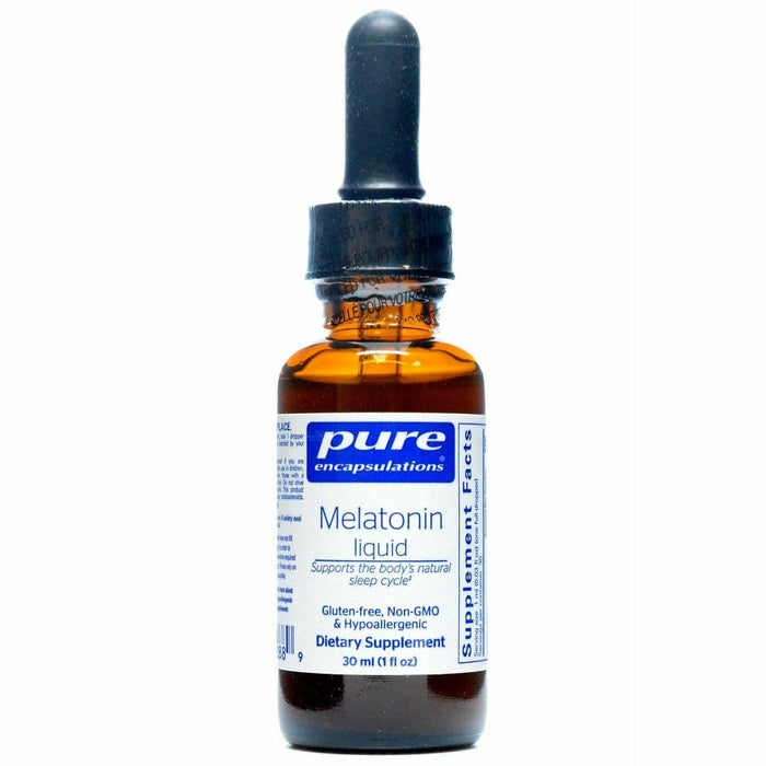 Pure Encapsulations Melatonin Liquid, 1 fl oz, front of dropper bottle