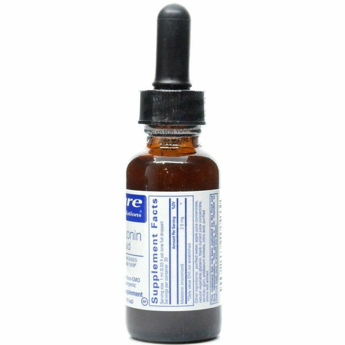 Pure Encapsulations Melatonin Liquid 1 fl oz label information panel