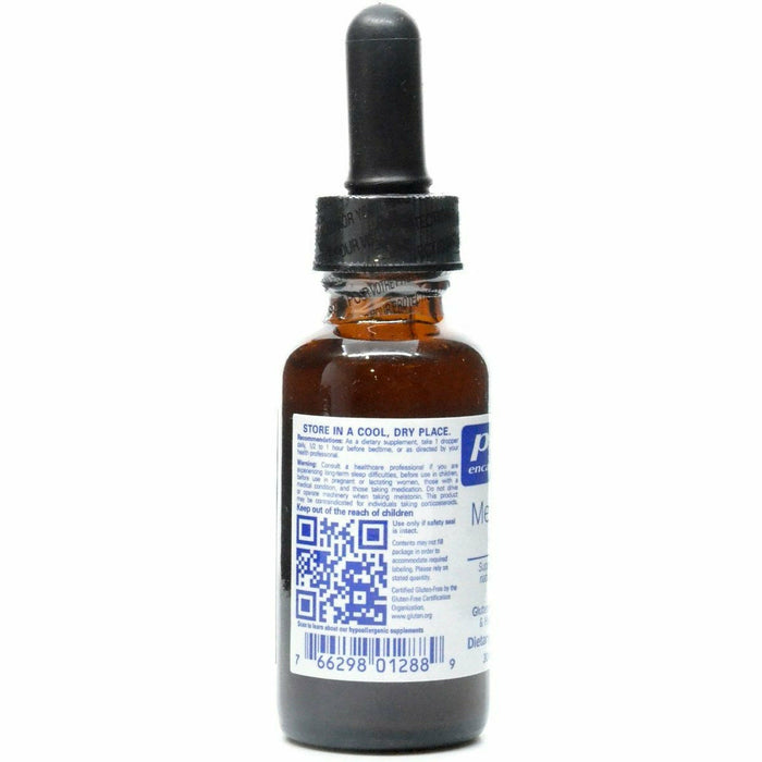 Pure Encapsulations Melatonin Liquid 1 fl oz supplement facts label