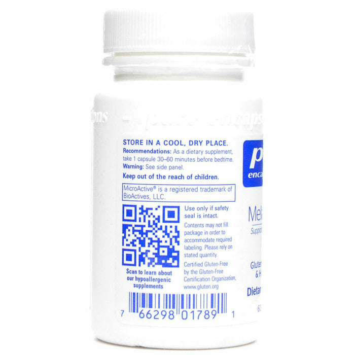 Pure Encapsulations Melatonin-SR 3 mg 60 capsules label information panel