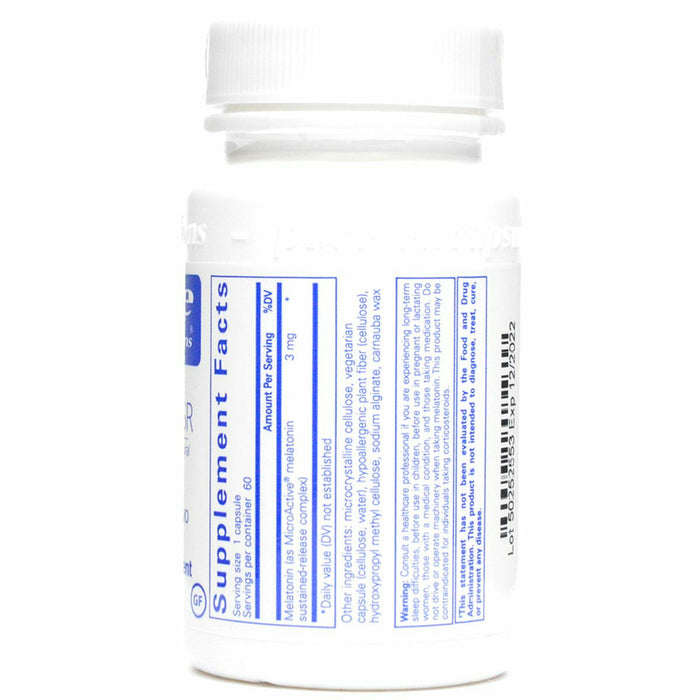 Pure Encapsulations Melatonin-SR 3 mg 60 capsules supplement facts label
