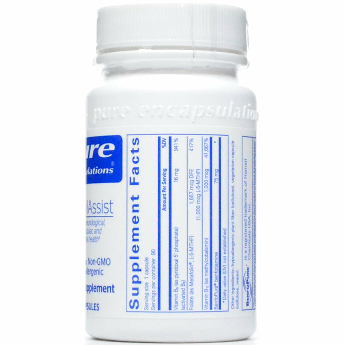 Pure Encapsulations MethylAssist 90 capsules supplement facts label
